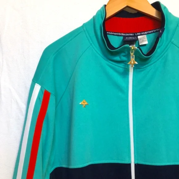 LRG Big Bustle Track Jacket Blue Green Colorblock Mens 3XL - Picture 2 of 11